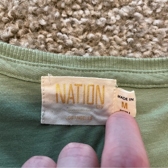 Nation LTD Nigella balloon puff sleeve blouse top green - Picture 5 of 6